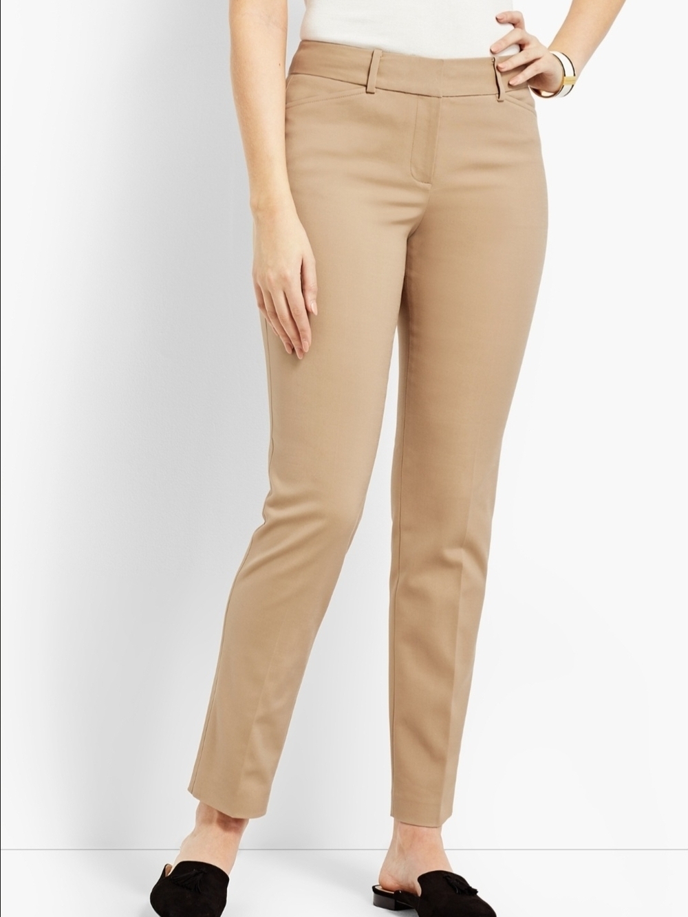 Talbots Hampshire Ankle Pants Camel Beige 2 Petite Slim Classic Career Business